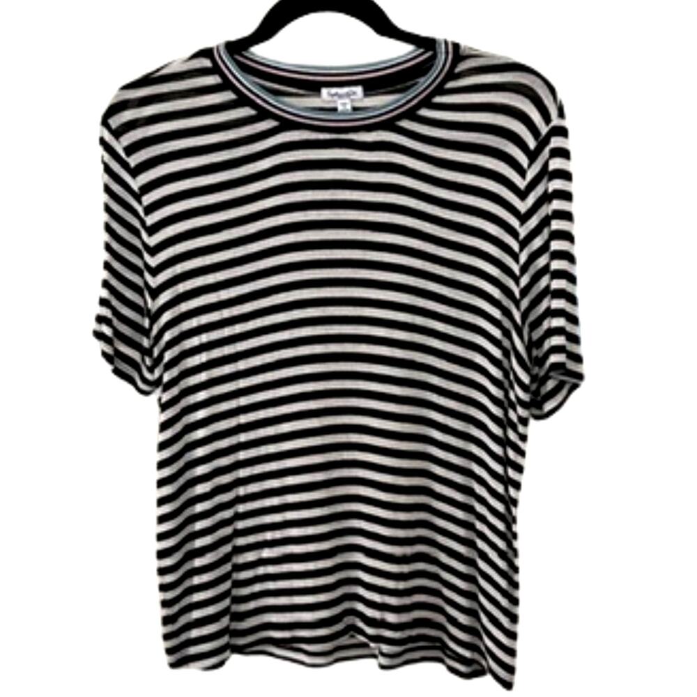 Splendid  Black and White Stripe Ringer Tee Medium
